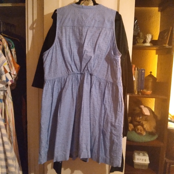 Blue sleeveless eyelet J. Crew shirt dress plus size 22 3X - Picture 5 of 6